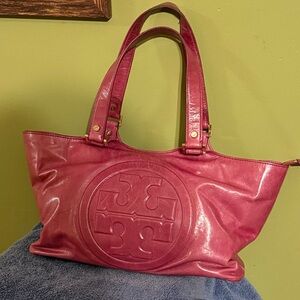 Tory Burch Fuchsia Leather Bombe Tote